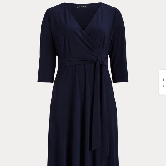 Lauren Ralph Lauren Midi/Maxi dress Faux wrap Lighthouse Navy blue Sz 22W - Picture 4 of 15